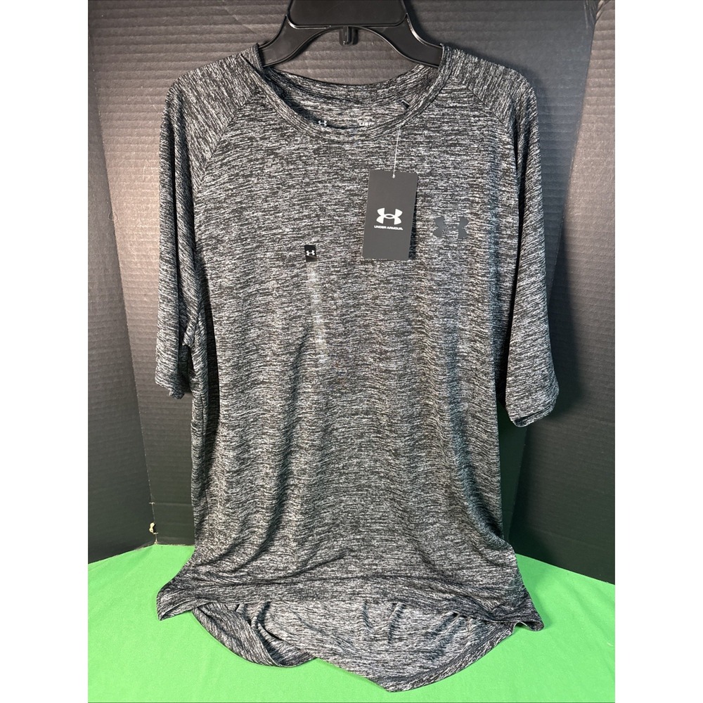 NWT Under Armour Men's Active Tech 2.0 Short Sleeve Tee Size L Black Heather